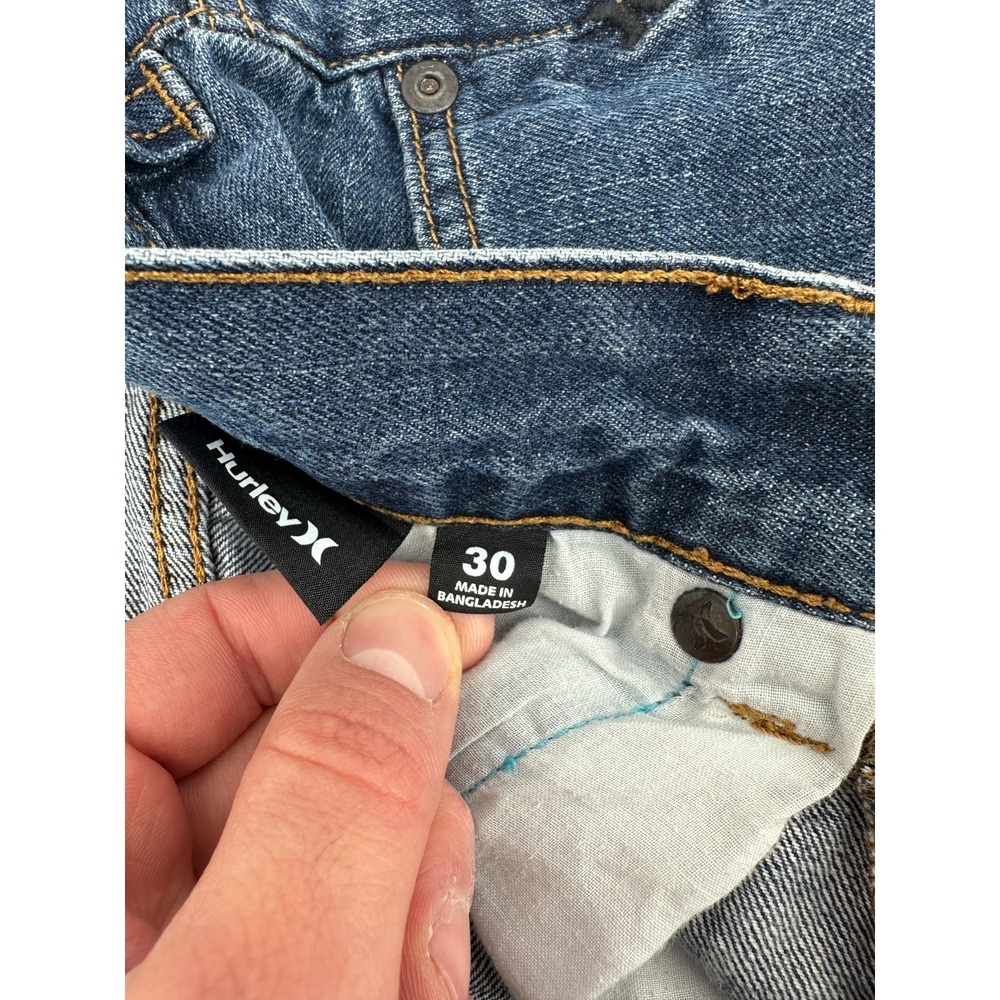 Hurley Jeans Mens 30 Blue Denim Straight Leg 5-Pocket Everyday Comfort - Picture 6 of 10